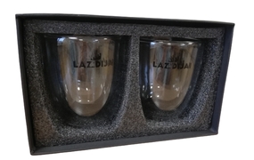 Двойные стеклянные чашки с надписью Lazdijai