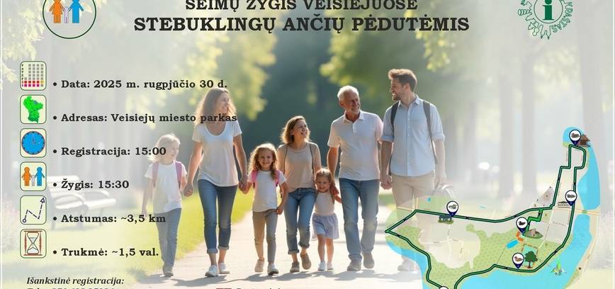 Šeimų žygis Veisiejuose „Stebuklingų ančių pėdutėmis“