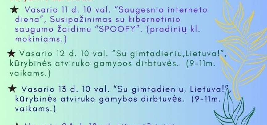 Im Februar, Bezirk Lazdijai Veranstaltungen in der Kinderabteilung der Bibliothek