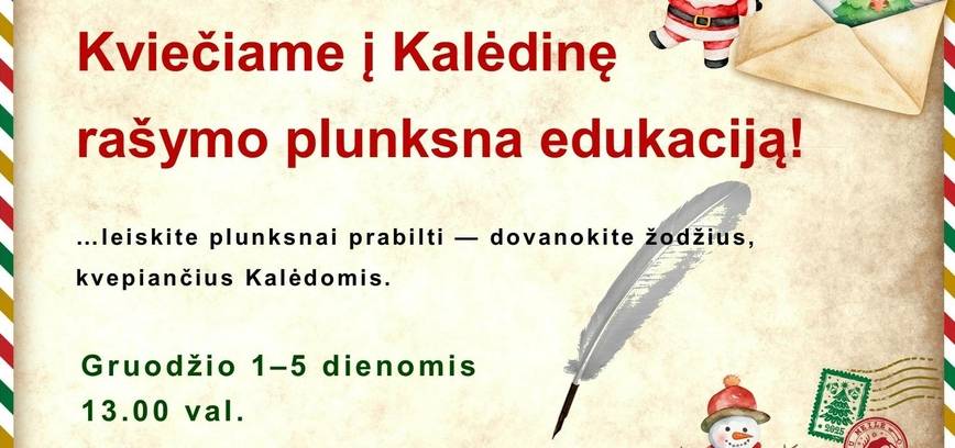 Kalėdinė rašymo plunksna edukacija