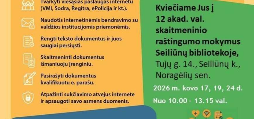 Mokymai „Skaitmeniniai įgūdžiai: viešosios e. paslaugos kasdienai“