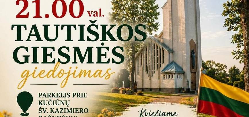 Die Nationalhymne in Kučiūnai singen