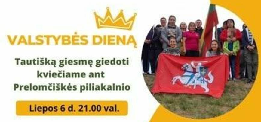 Tautiškos giesmės giedojimas ant Prelomčiškės piliakalnio