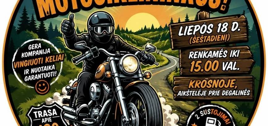 Wspólna przejażdżka motocyklowa przed Dniem Miasta Šeštokai