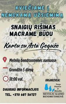 Snaigių rišimas macrame būdu