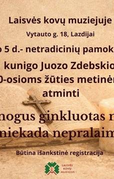Netradicinių pamokų diena kunigo Juozo Zdebskio 40-osioms žūties metinėms atminti