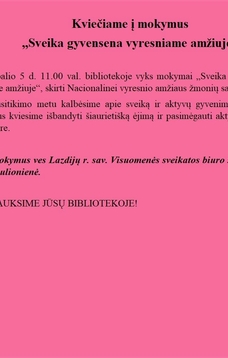 Mokymai "Sveika gyvensena vyresniame amžiuje"