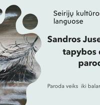 Eine Ausstellung der Gemälde von Sandra Jusevičienė in den Fenstern des Seiriju-Kulturhauses
