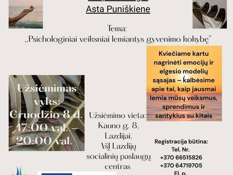 Kostenlose Gruppenberatung mit der Psychologin Asta Puniškiene