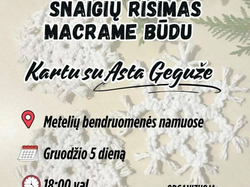 Snaigių rišimas macrame būdu
