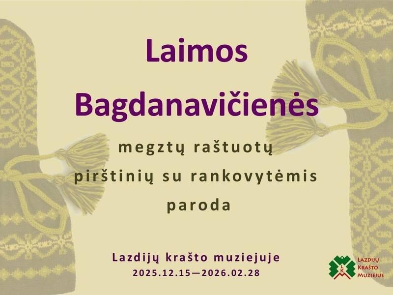 Megztų raštuotų pirštinių su rankovytėmis paroda