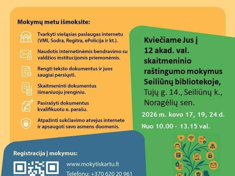 Mokymai „Skaitmeniniai įgūdžiai: viešosios e. paslaugos kasdienai“