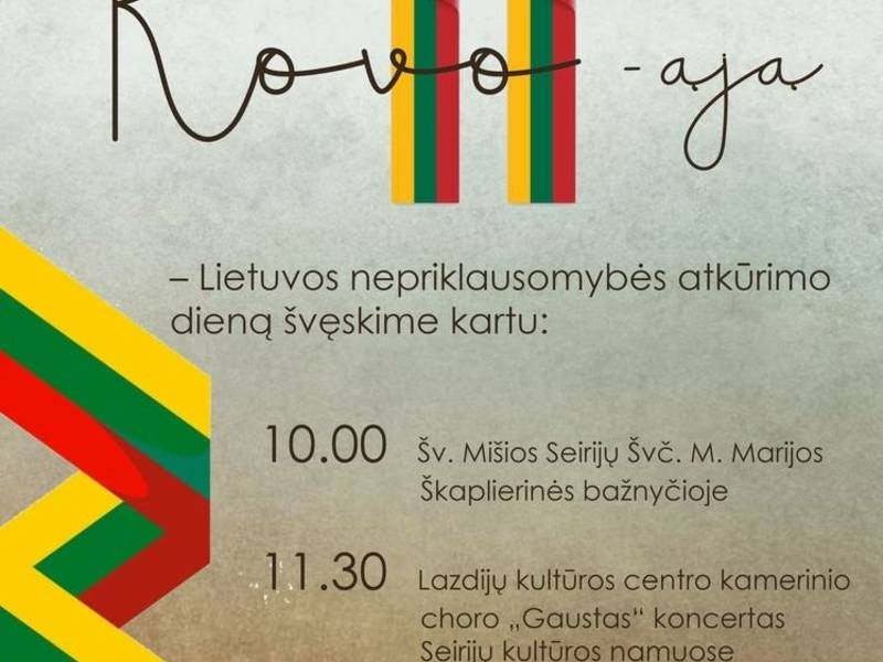 Lietuvos nepriklausomybės atkūrimos dienos minėjimas Seirijuose