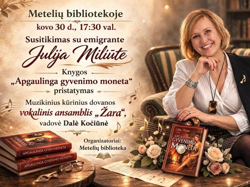 Julijos Miliūtės knygos "Apgaulinga gyvenimo moneta" pristatymas