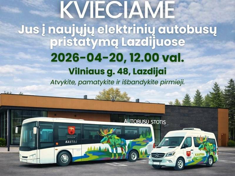 Naujų elektrinių autobusų pristatymas Lazdijuose