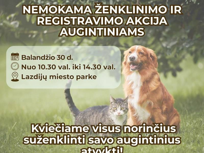 Nemokama ženklinimo ir registravimo akcija augintiniams