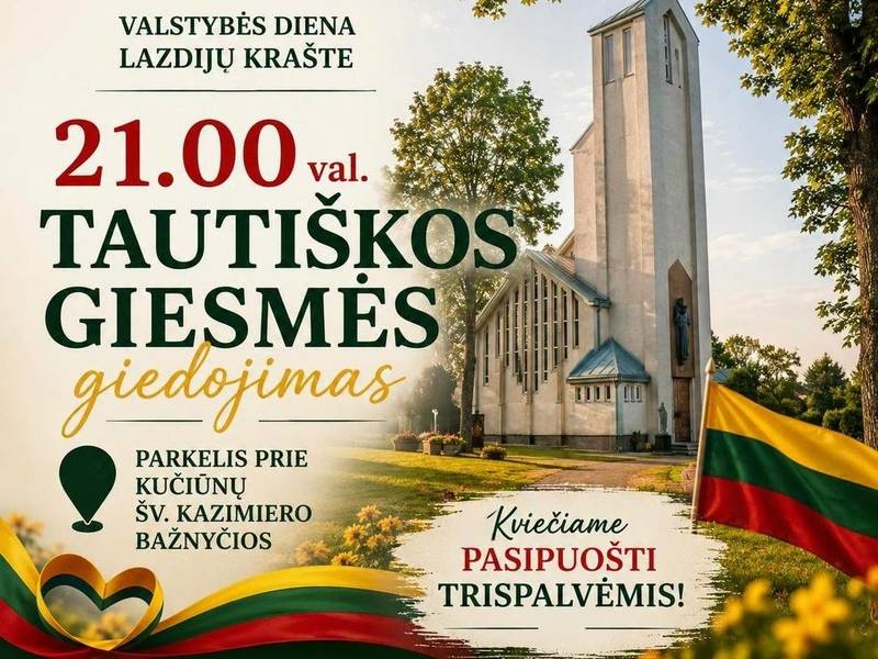 Die Nationalhymne in Kučiūnai singen