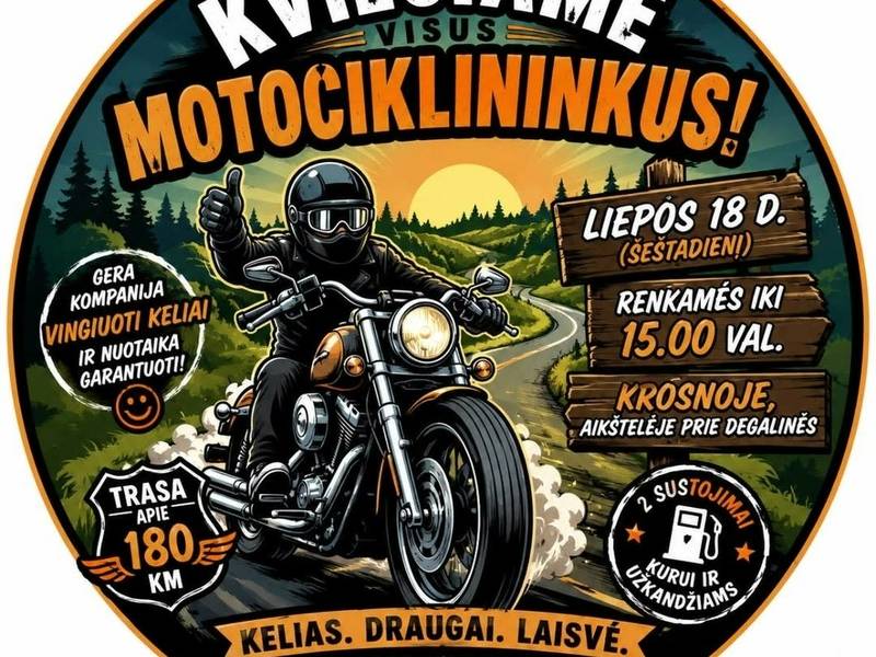 Wspólna przejażdżka motocyklowa przed Dniem Miasta Šeštokai