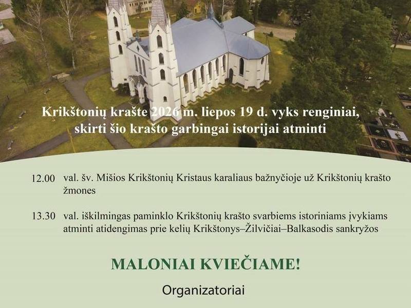 ,,Krikštonių krašto garbingai istorijai atminti"