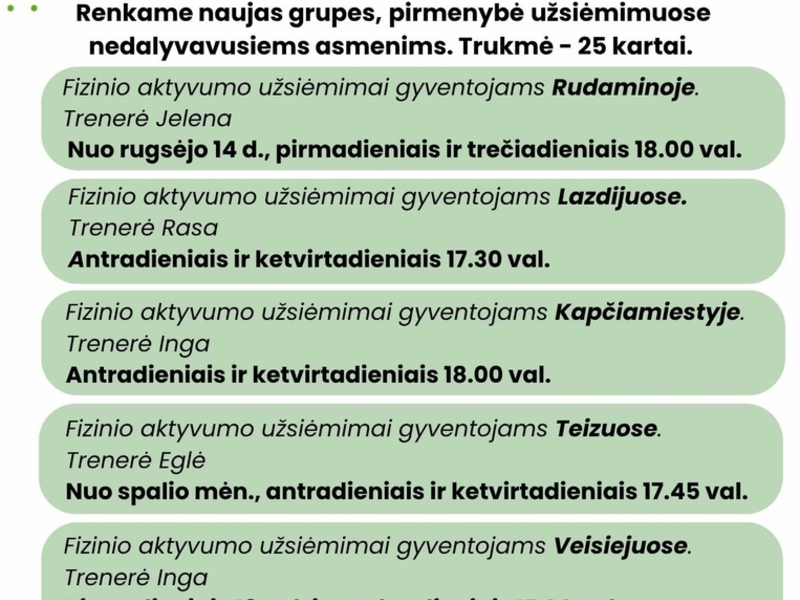 Kostenlose Kurse für körperliche Aktivität
