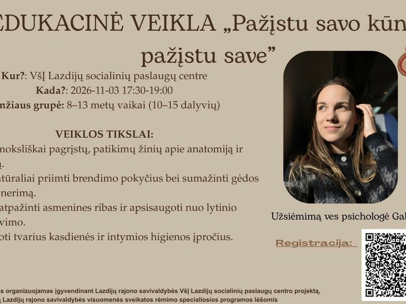 Edukacinė veikla "Pažįstu savo kūną - pažįstu save"