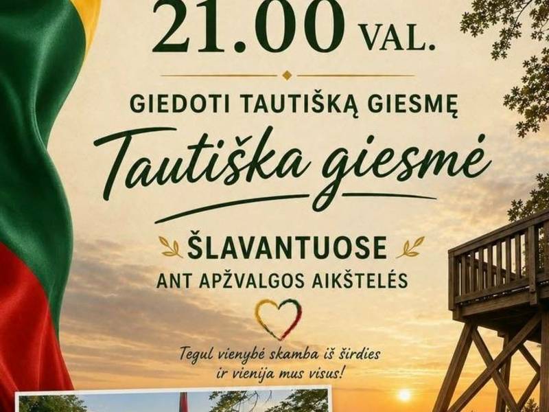 Tautiškos giesmės giedojimas Šlavantuose